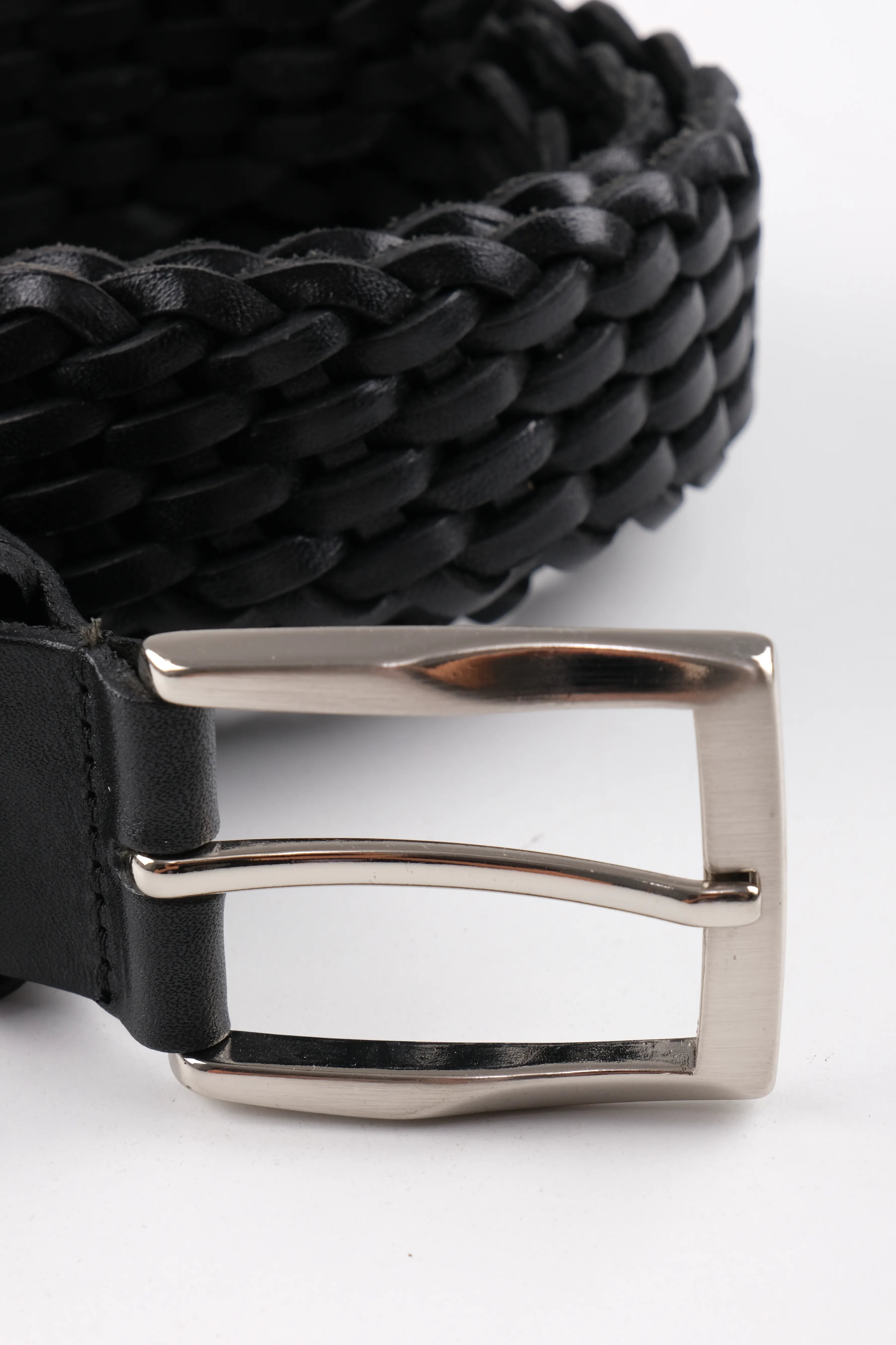 LISBOA LEATHER KNIT BELT  - BLACK - 100
