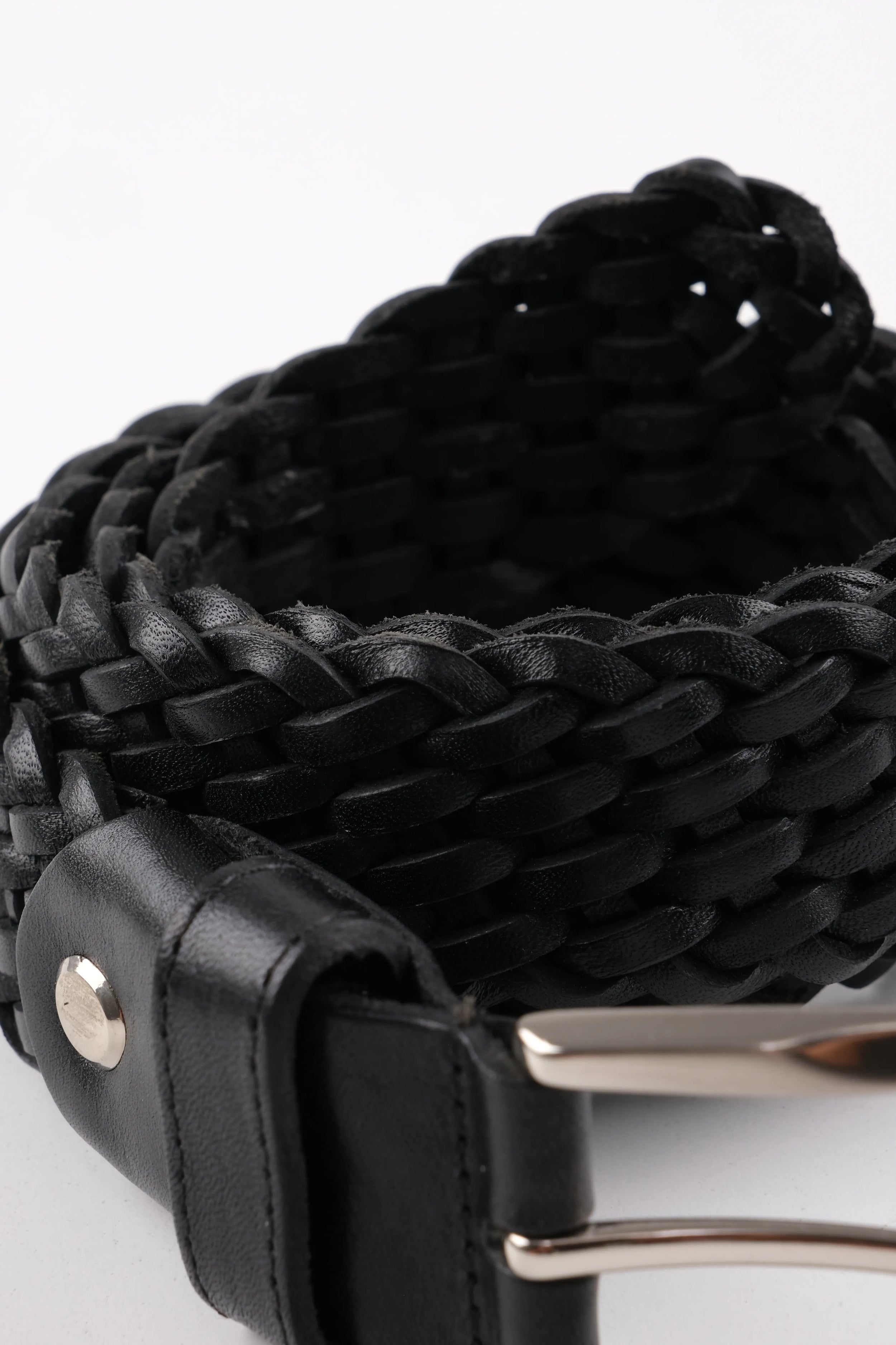 LISBOA LEATHER KNIT BELT  - BLACK - 100