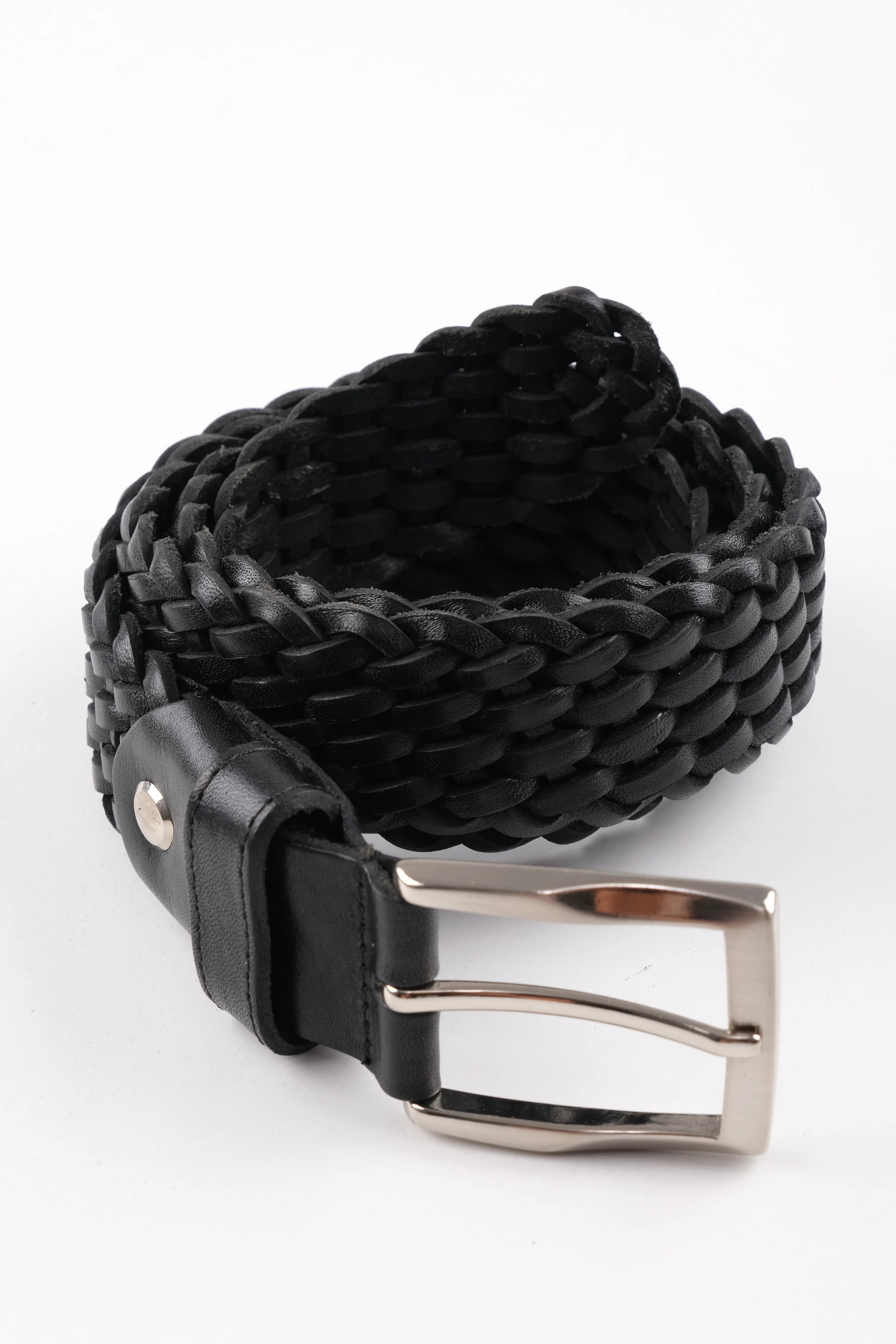 LISBOA LEATHER KNIT BELT  - BLACK - 100