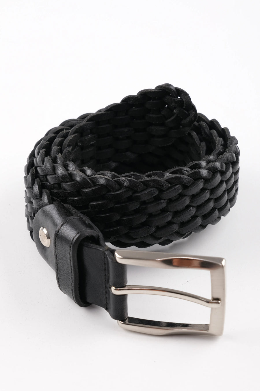 LISBOA LEATHER KNIT BELT  - BLACK - 100