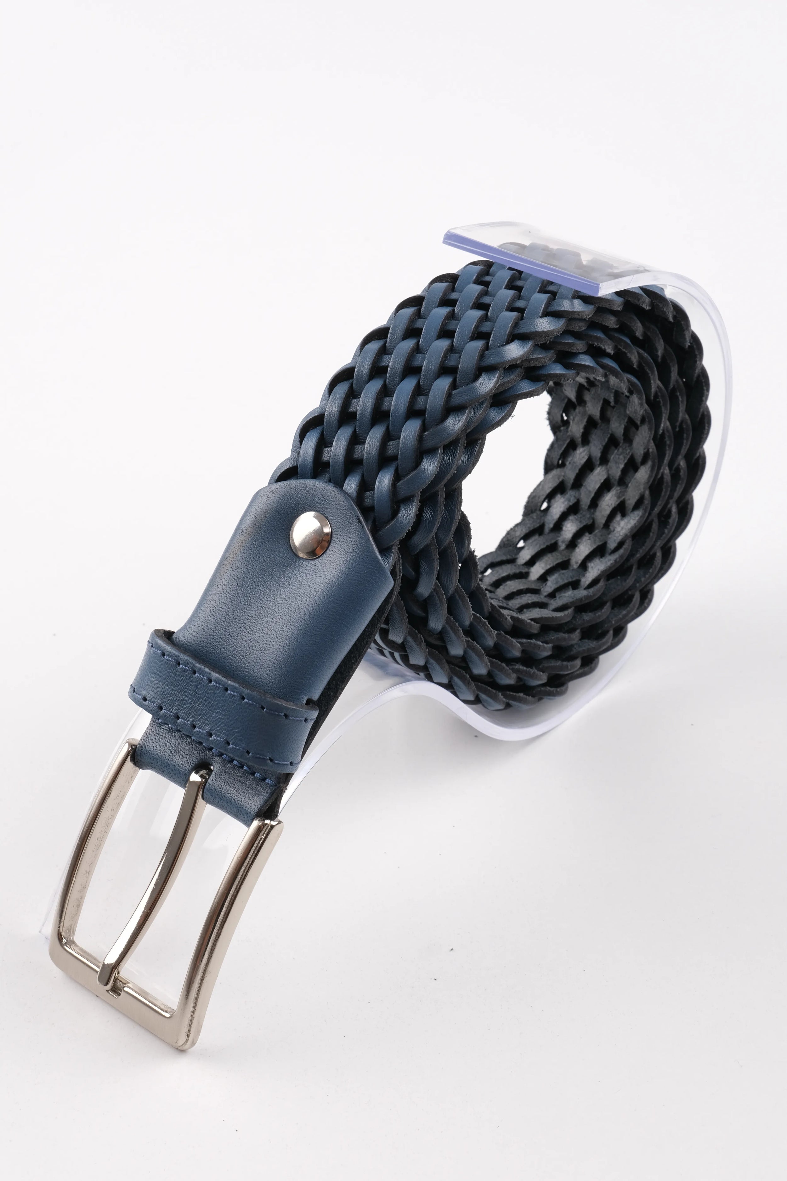 LISBOA LEATHER KNIT BELT  - BLUE - 200
