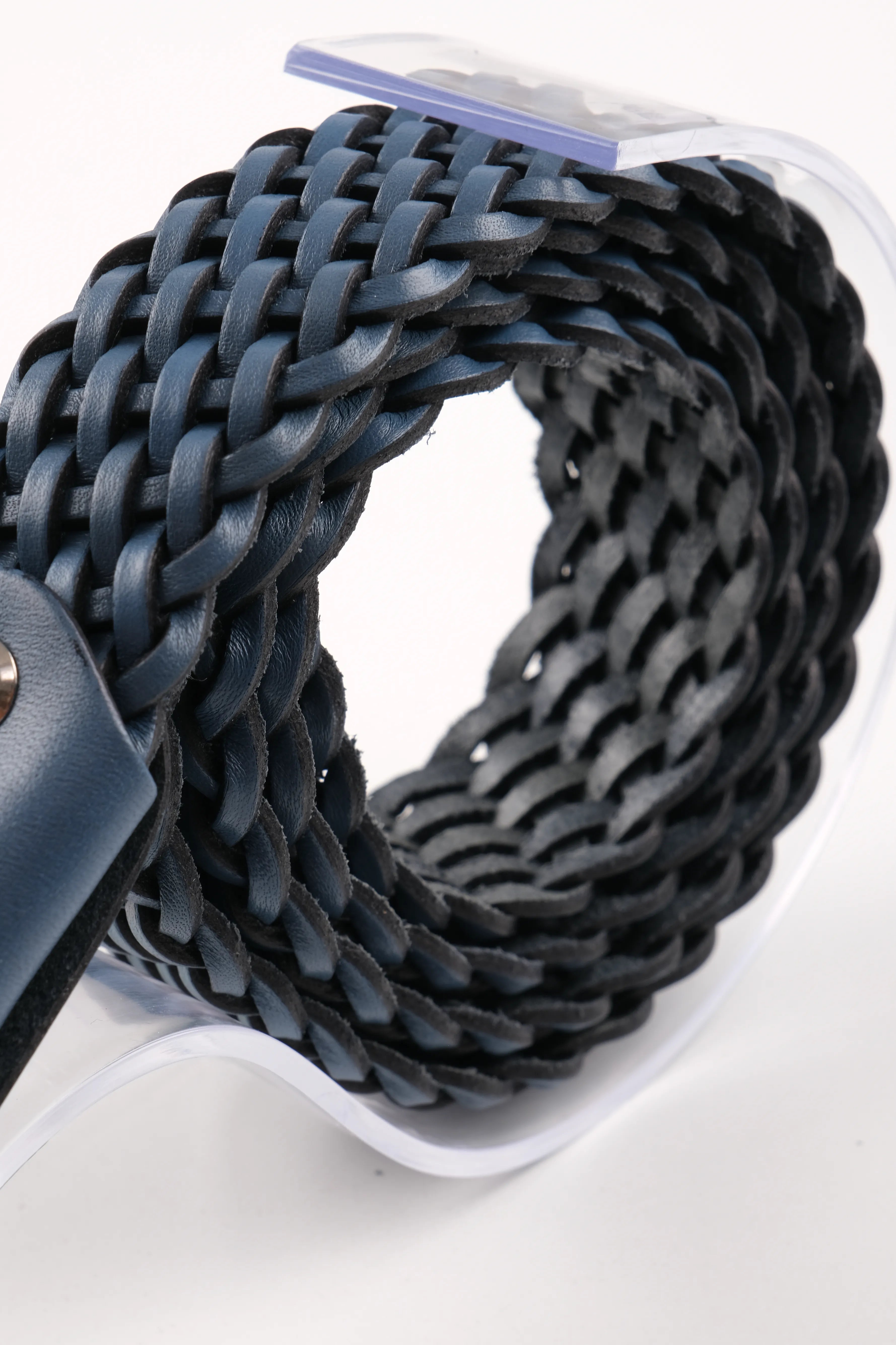 LISBOA LEATHER KNIT BELT  - BLUE - 200