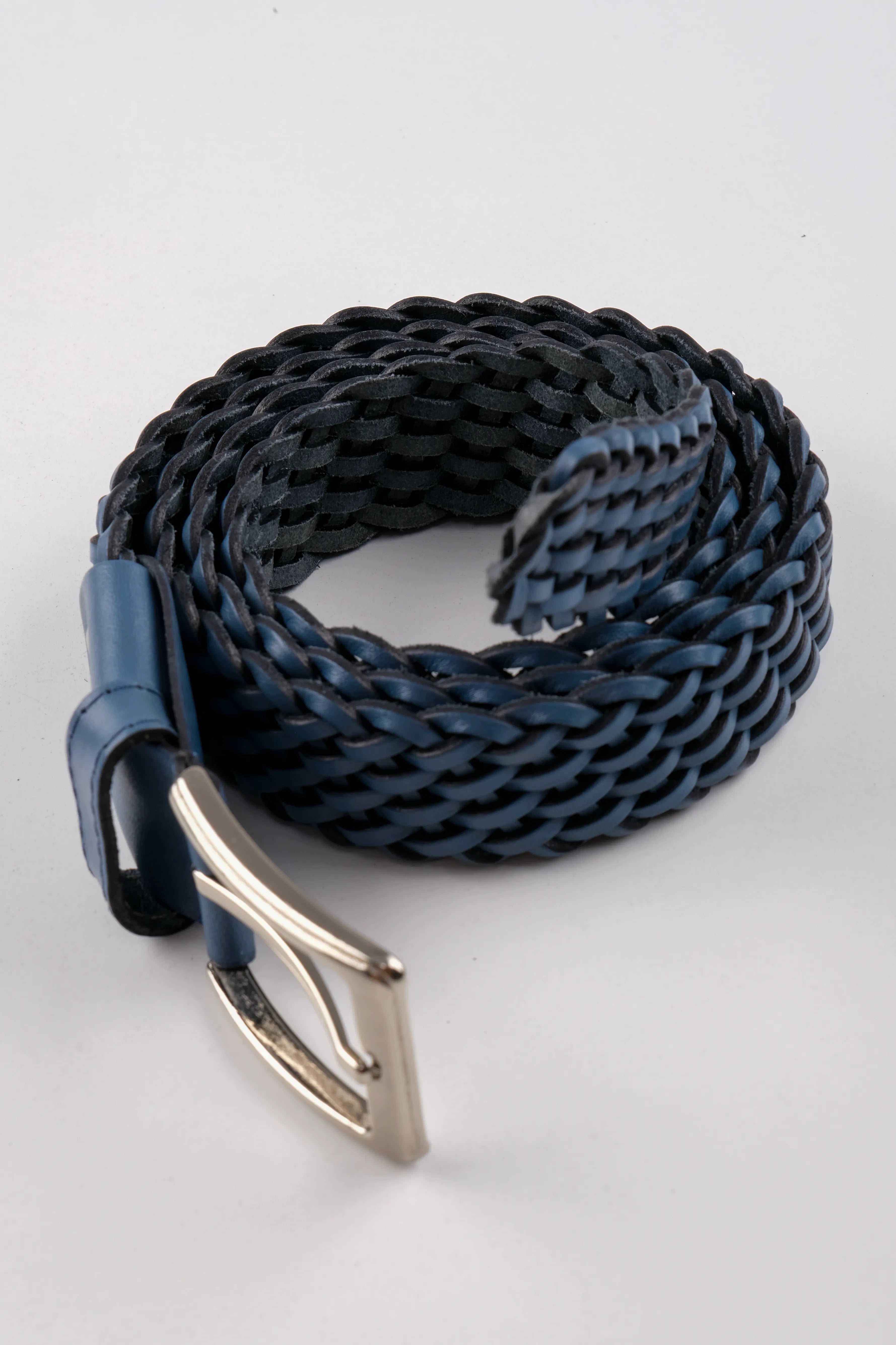 LISBOA LEATHER KNIT BELT  - BLUE - 200
