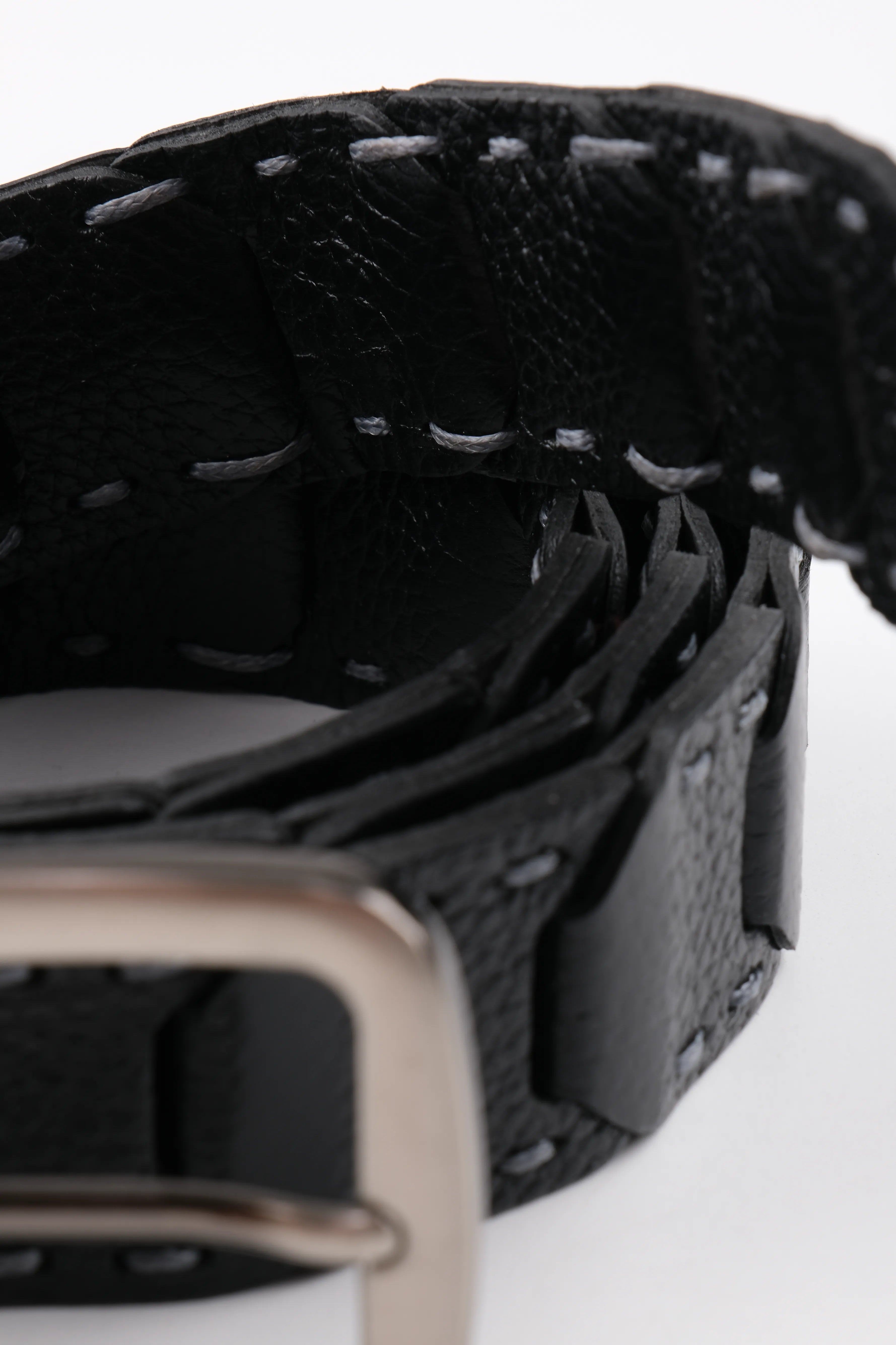 LISBOA LEATHER KNIT BELT  - BLACK - 300