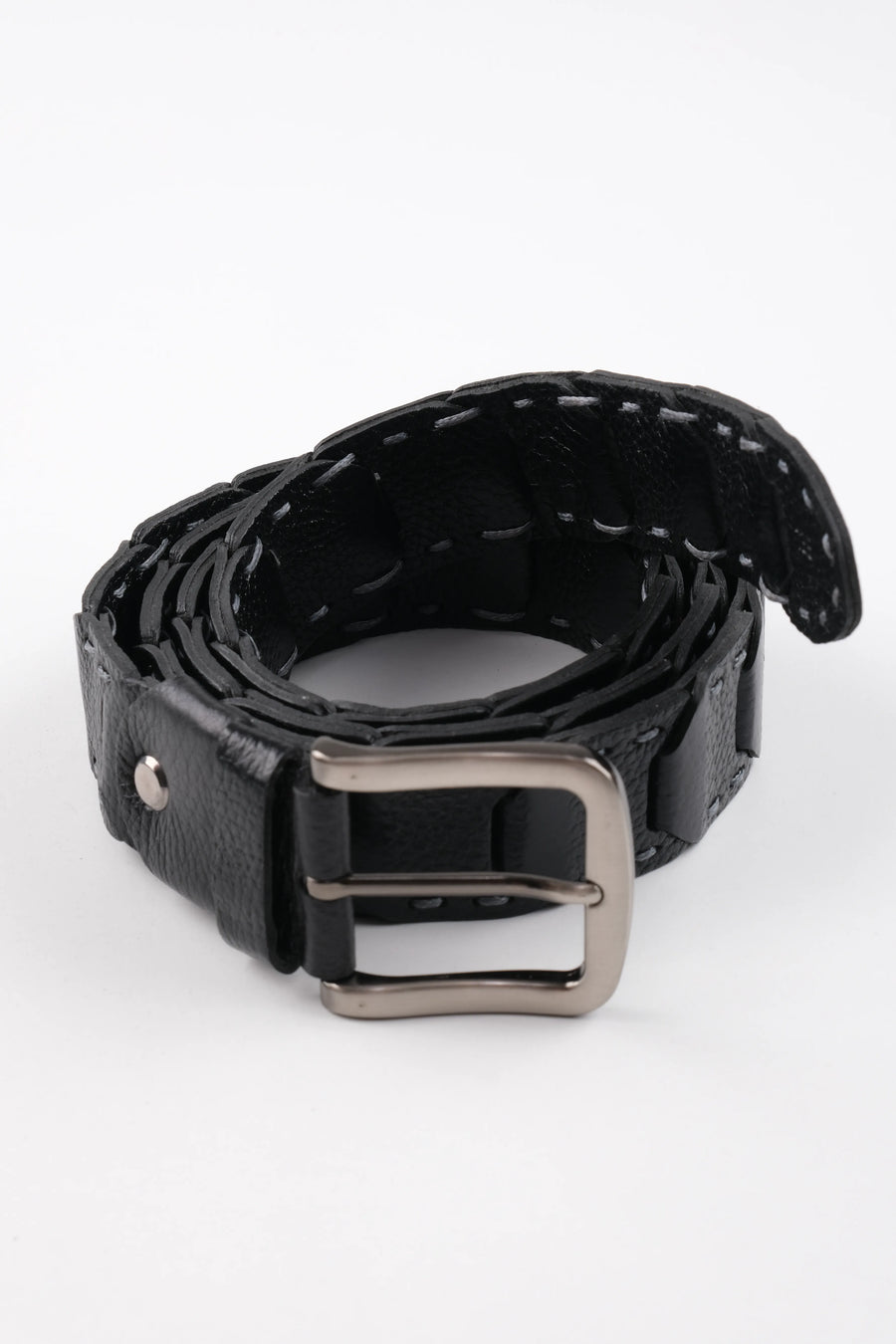 LISBOA LEATHER KNIT BELT  - BLACK - 300